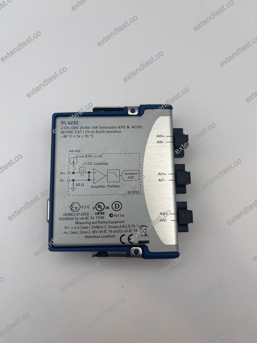 NI 9232 - 3-Ch, 102.4 kS/s/channel, ±30 V, C Series Sound and Vibration Input