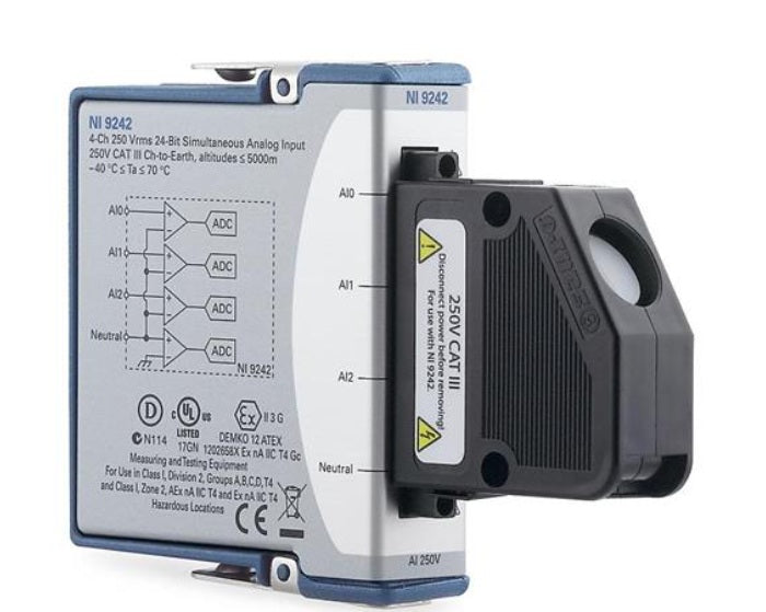 NI 9242 - 250 Vrms L-N, 400 Vrms L-L, 50 kS/s/ch, 24-Bit, 3-Phase C Series Voltage Input Module
